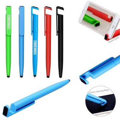 Phone Stand Stylus Pen with Cleaning Wiper