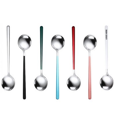 7.67" Dual Color Silver Spoon With Round Head