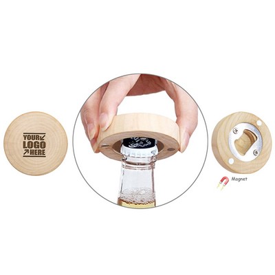 Wooden Bottle Opener w/Magnet