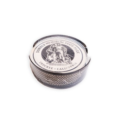 Black Mesh Holder Gift Set w/ 4 Round Coasters