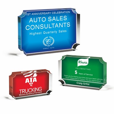 Notched Corner Acrylic Paperweight (3 1/2 x 2 x 1/2)