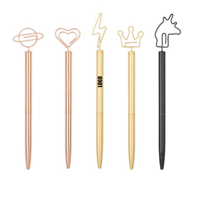 Novelty Paper Clip Twist Metal Pen