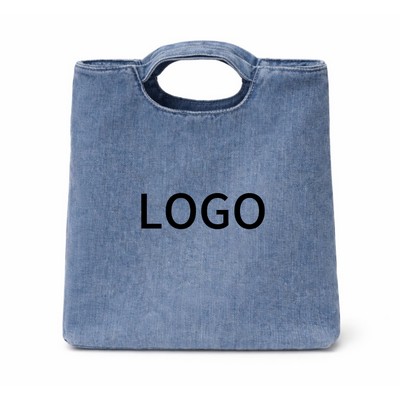 Custom Size Washed Denim Tote Bag