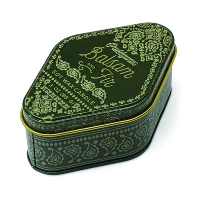 Station 3.5 Oz Green Bandana Patterned Tin - Balsam & Fir