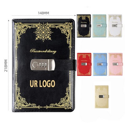 Leather Journal Notebook With Combination Lock