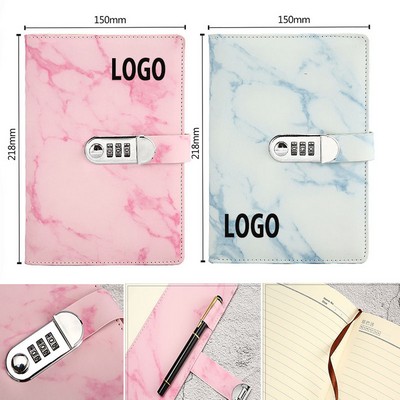 Marble Pu Leather A5 Journal With Combination Lock