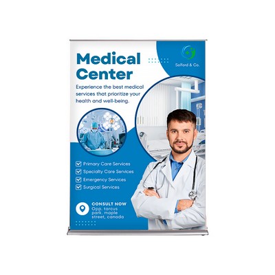 60"W x 80"H Monza Trak Retractable Banner Stand Kit, Vinyl