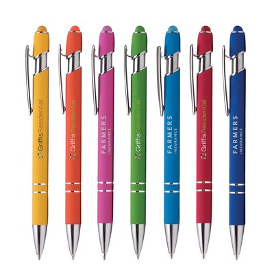 Bright Soft Touch Aluminum Ballpoint Stylus Pen