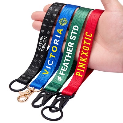 1'' Nylon Custom Printed Wristlet Keychain Lanyards