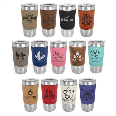 20 Oz. Polar Camel™ Leatherette Tumbler w/Clear Lid