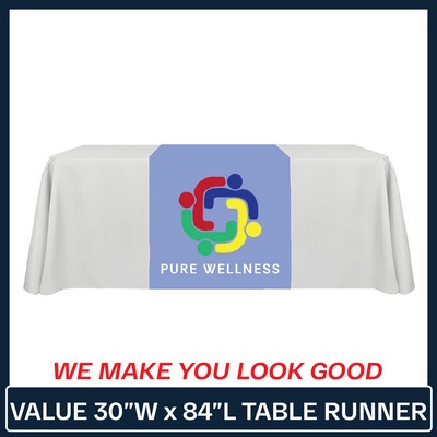 Value 30"W x 84"L Table Runner Full Color Print Dye Sublimation (Full Coverage Dye Sublimation)