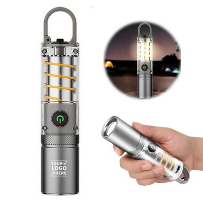 Collapsible Zoom LED Flashlight W/ Camping Tungsten Lamp