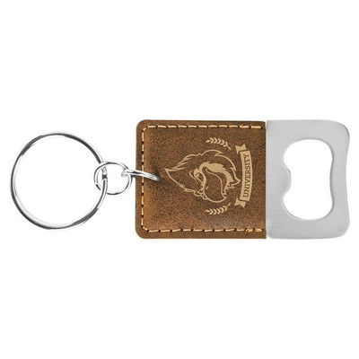 Rectangle Leatherette Bottle Opener Keychain