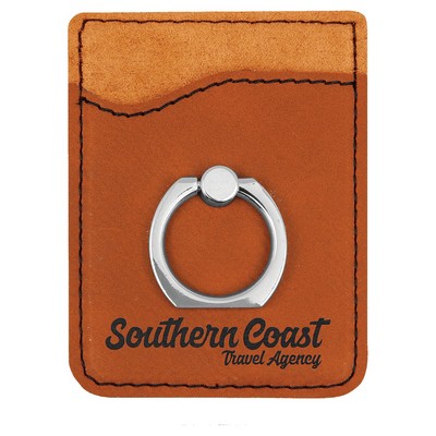 Leatherette Phone Wallet with Ring