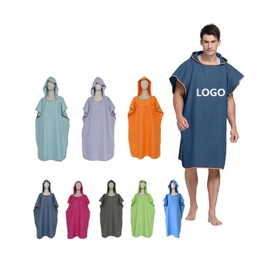 Quick Dry Microfiber Surf Poncho Changing Robe w/Hood Wetsuit Changing Towel w/Pocket