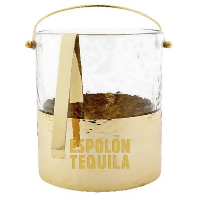 Glass Ice Bucket and Tongs Set