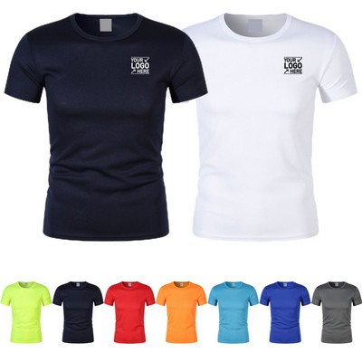 Quick-Dry Moisture-Wicking Short Sleeve Shirt Crew Neck Sports T-Shirt for Gym