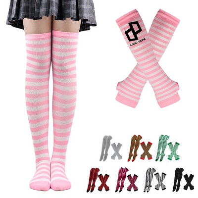 Women'S Rainbow Knee-High Socks And Sleeve Set