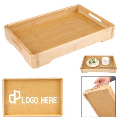Rectangle Bamboo Tray W/ Handles