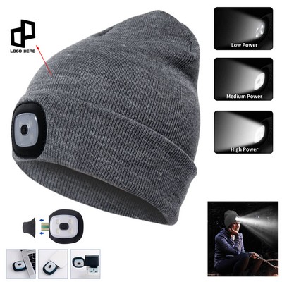 Acrylic Fibre Led Light Up Knit Hat Beanie