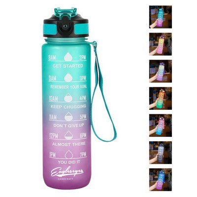 32 Oz Water Bottle with Time Marker and Strap