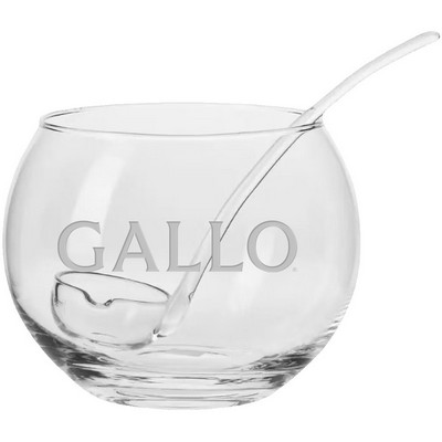 1Gal Round Glass Punch Bowl with Ladle