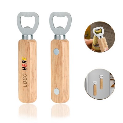 Wood Handle Bottle Opener with Fridge Magnetic