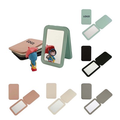 Folding Portable Pu Makeup Rectangle Aluminum Mirror