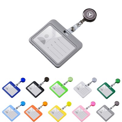 ID Card Holder With Retractable Badge Reel Clip