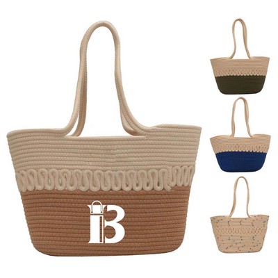 Large capacity French woven beach resort bag