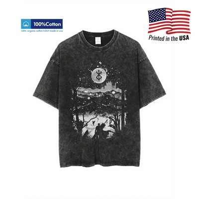 Print in USA Customized Wash Cotton T-shirt