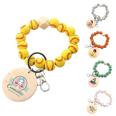 Bracelet Keychain With Wooden Tag