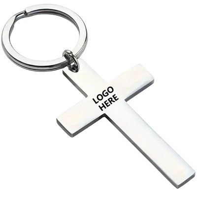Stainless Steel Cross-Shaped Keychain