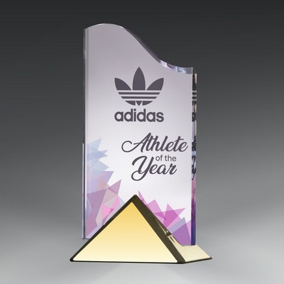 Acrylic Wave in Gold Triangle Base -8"