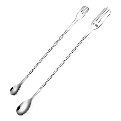 2-in-1 Cocktail Mixing Spoon Fork