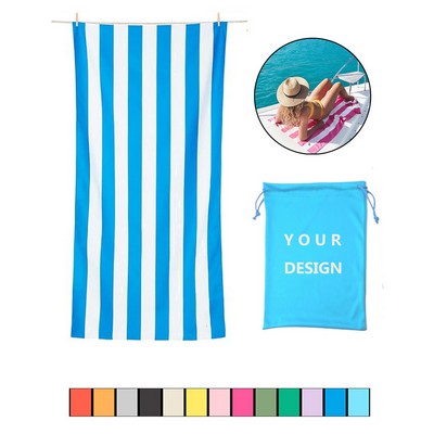 Cabana Stripe Beach Towel w/ Drawstring Bag