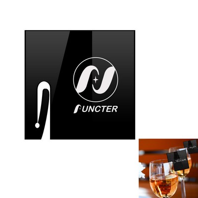 Square Shape Acrylic Drink Marker Wine Glass Recognizer Name Marker