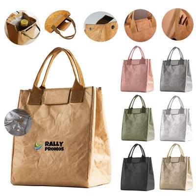Custom Office Cooler Tote Washable Kraft Paper Lunch Bag