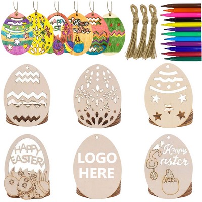 DIY Wooden Egg Set-6 Piece Set w/ 12 Color Crayons
