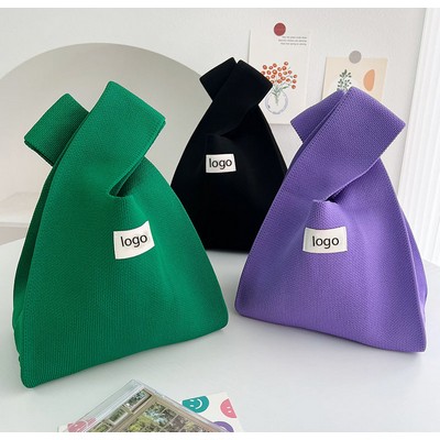 Wrist Knot Tote Bag Pouch Portable Knit Purse Crochet Bag
