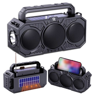 Solar Bluetooth Wireless Speaker with Flashlight & Powerbank
