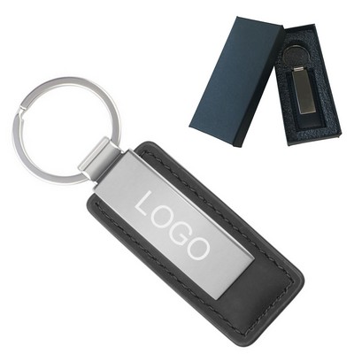 Rectangular PU Leather Key Chain