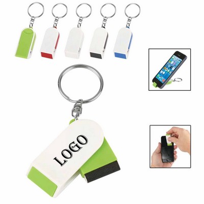 Phone Stand And Screen Cleaner Combo Key Chain