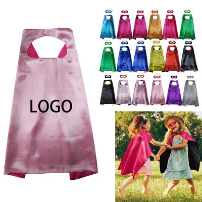 Children'S Performance With Solid Color Double-Sided Cape And Mask