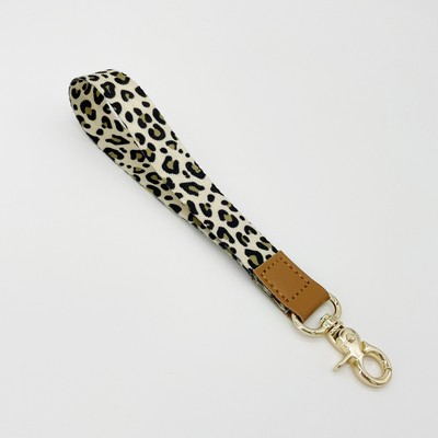 Leopard Print Leather Buckle Lanyard Short