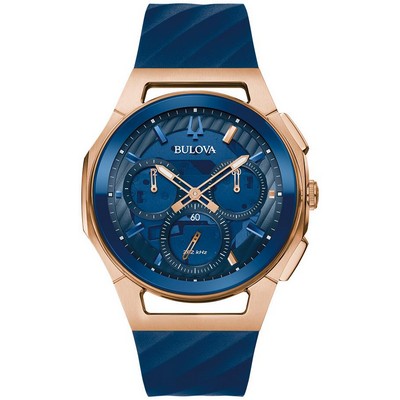 Bulova Men's Marc Anthony Rubber Strap Watch Blue Dial
