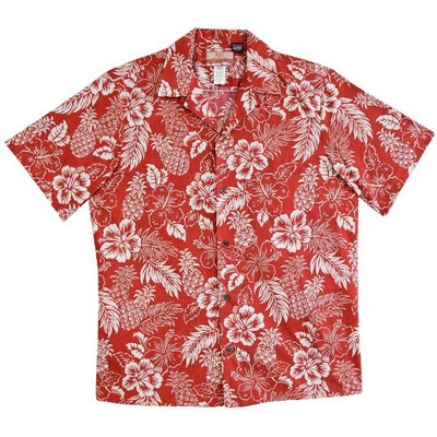 Hawaiian Shirt (S - 3XL) - 100% Cotton Poplin Tropical Print w/ Genuine Coconut Buttons