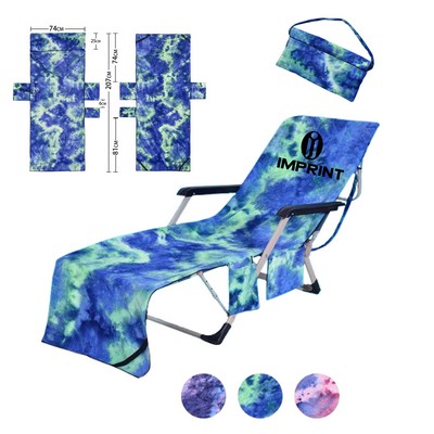Stock Tie-Dyed Microfiber Beach Lounger Towel With Pockets