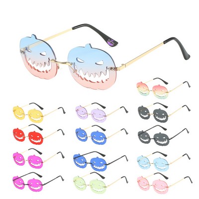 Rimless Trendy Halloween Pumpkin Sunglasses