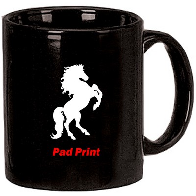 11 oz Black C-Handle Ceramic Coffee Mug